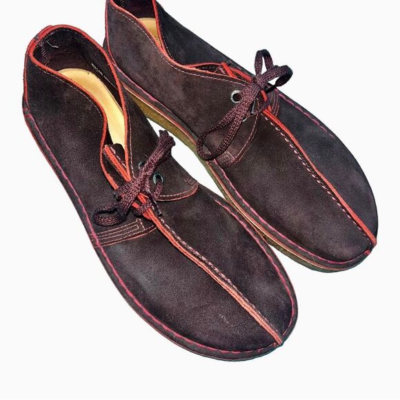 Clarks Men Maroon Burgundy Suede Leather Desert Trek Chukka